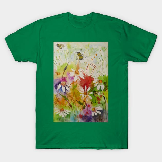 Daisies and Bees T-Shirt by Casimirasquirkyart